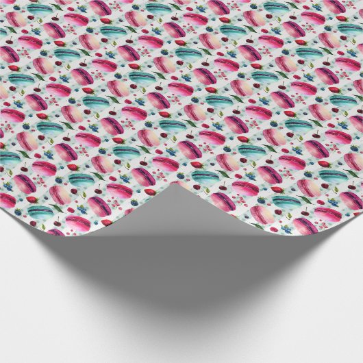 Macarons Frans deeg met bessen en pooldijen Cadeaupapier (Hoek)