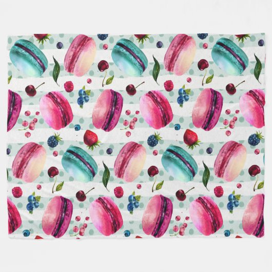 Macarons Frans deeg met bessen en pooldijen Fleece Deken (Voorkant (Horizontaal))