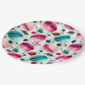 Macarons Frans deeg met bessen en pooldijen Papieren Bordje (Gekanteld)