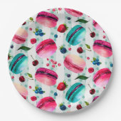 Macarons Frans deeg met bessen en pooldijen Papieren Bordje (Voorkant)
