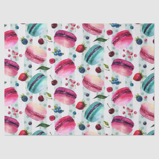 Macarons Frans deeg met bessen en pooldijen Tissuepapier (Voorkant)