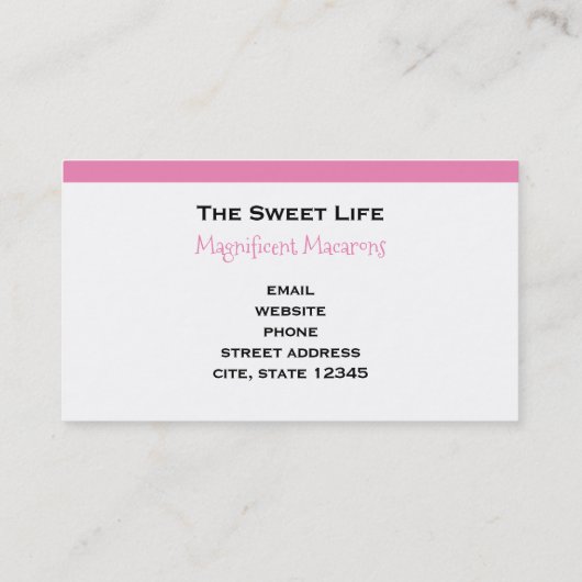 Macarons Frans deeg met bessen en pooldijen Visitekaartje (Achterkant)