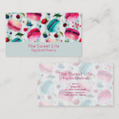 Macarons Frans deeg met bessen en pooldijen Visitekaartje (Voorkant / Achterkant)