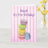 Macarons Frans gebak in Waterverf Verjaardag Kaart (Gele Bloem)