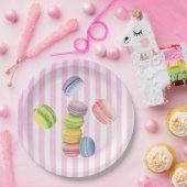 Macarons Franse banketbakkersgebak in pasteelWater Papieren Bordje (Feest)