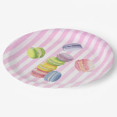 Macarons Franse banketbakkersgebak in pasteelWater Papieren Bordje (Gekanteld)