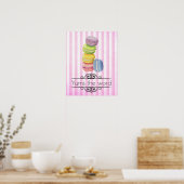 Macarons Franse Dessert in Pastel-Waterverven Poster (Keuken)
