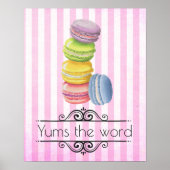 Macarons Franse Dessert in Pastel-Waterverven Poster (Voorkant)