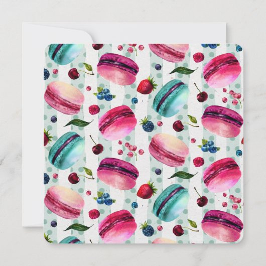 Macarons Franse dessert in Waterverf bruiloft Kaart (Achterkant)