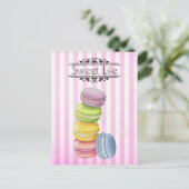 Macarons Franse Pastry Pastel Waterverf Briefkaart (Staand voorkant)