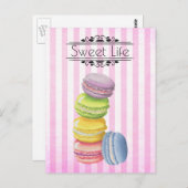 Macarons Franse Pastry Pastel Waterverf Briefkaart (Voorkant / Achterkant)