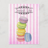 Macarons Franse Pastry Pastel Waterverf Briefkaart (Voorkant)