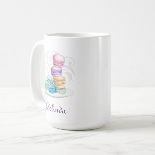 Macarons gepersonaliseerde mug koffiemok (Voorkant links)