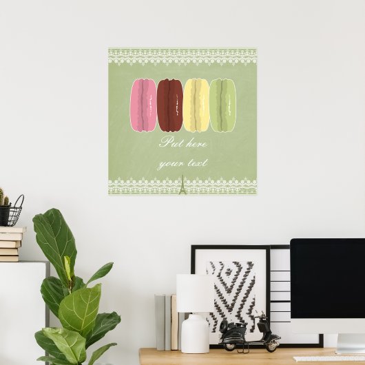 Macarons in Parijs en Lace Poster (Thuiskantoor)