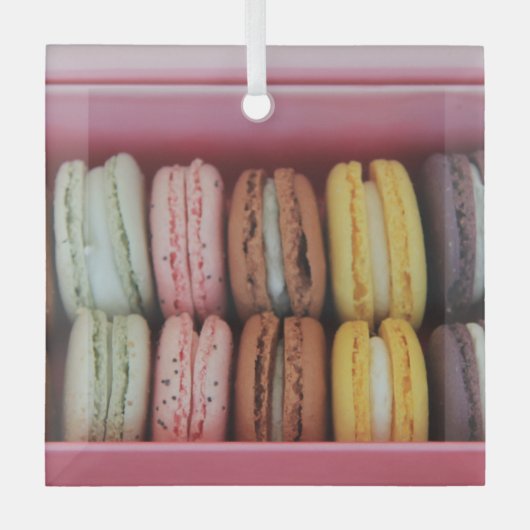 Macarons in verschillende kleuren glas ornament (Voorkant)