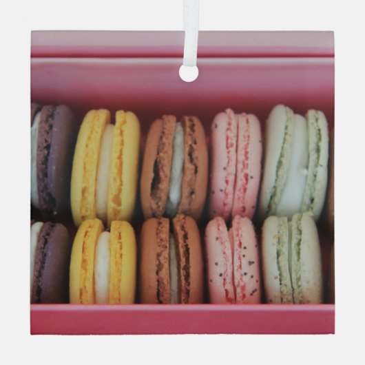 Macarons in verschillende kleuren glas ornament (Achterkant)