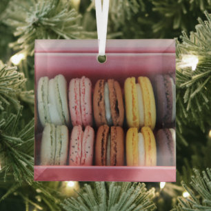 Macarons in verschillende kleuren glas ornament
