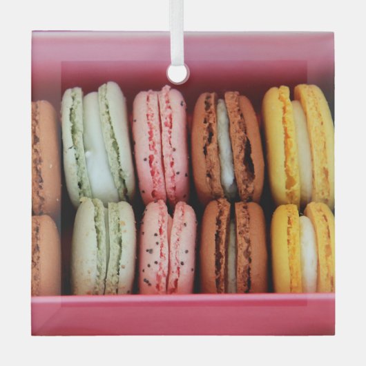 Macarons in verschillende kleuren glas ornament (Voorkant)