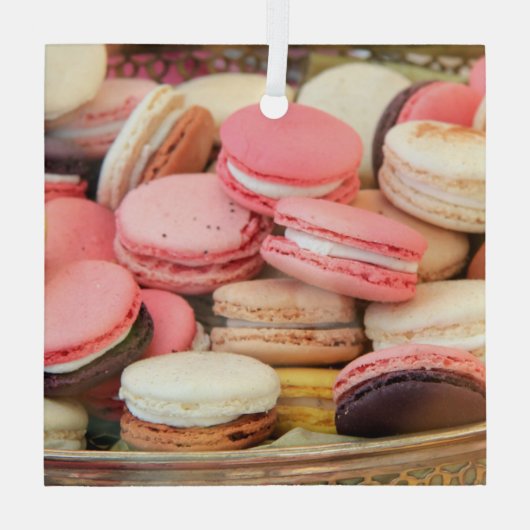 Macarons in verschillende kleuren glas ornament (Achterkant)