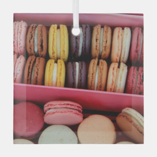 Macarons in verschillende kleuren glas ornament