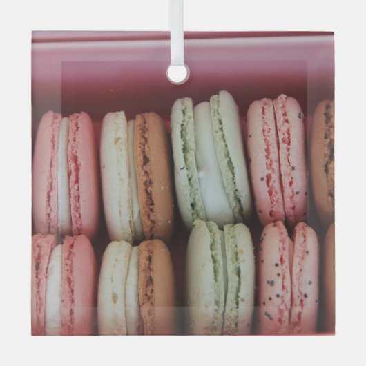 Macarons in verschillende kleuren glas ornament (Voorkant)