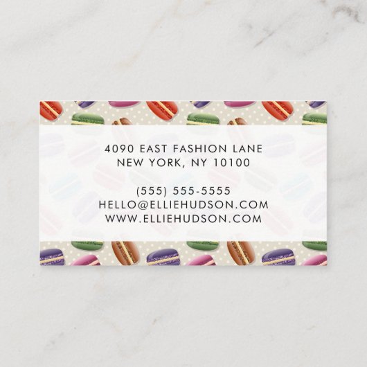 Macarons, koekjes, dessert, koekjeswinkel, banketb visitekaartje (Achterkant)