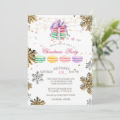 Macarons, Licht Sneeuwvlok Kerst Bedrijf Kaart (Staand voorkant)