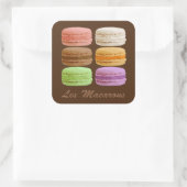 Macarons, meerkleurige pastels vierkante sticker (Tas)