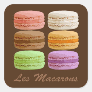 Macarons, meerkleurige pastels vierkante sticker