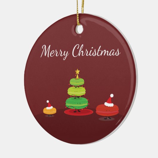 Macarons Merry Kerstmis Keramisch Ornament (Links)