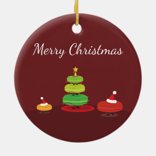 Macarons Merry Kerstmis Keramisch Ornament (Achterkant)
