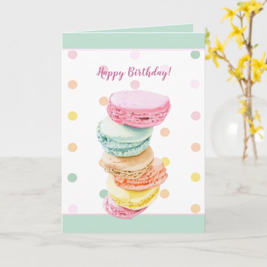 Macarons op Stippen Kaart (Gele Bloem)