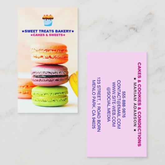 Macarons Pastry Chef | Macaroons Bakery Logo  Visitekaartje (Voorkant / Achterkant)