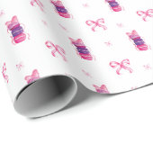 Macarons Pink Bow Coquette Verjaardag Vrijgezellen Cadeaupapier (Rol Hoek)