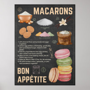 Macarons Recept Krijtbord Keuken Kunst Poster