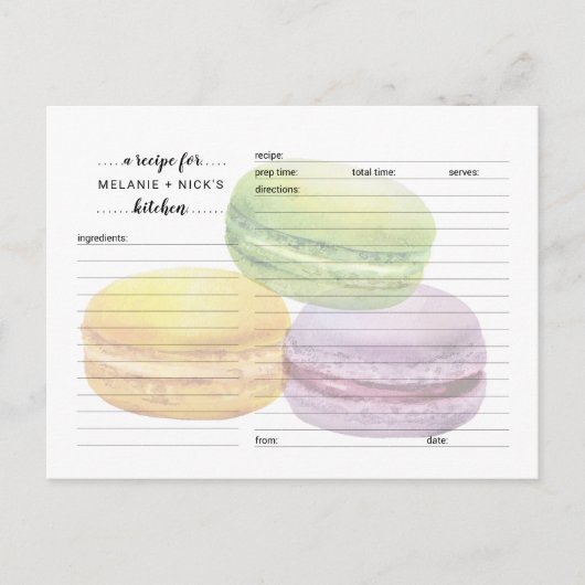 Macarons receptenkaarten, geweldig vrijgezellenfee briefkaart (Voorkant)