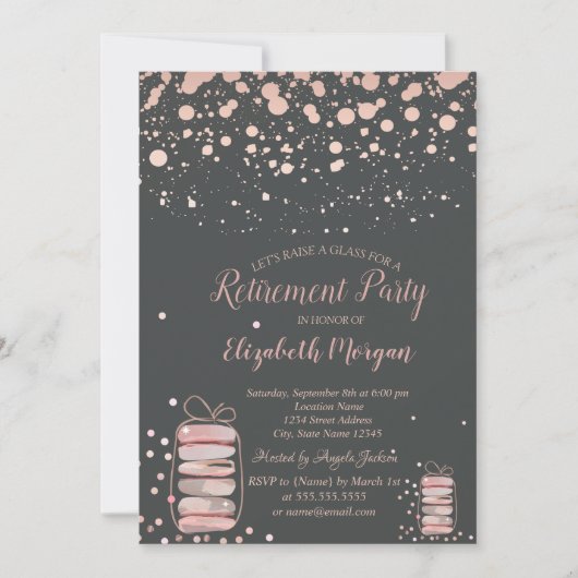 Macarons Roos Gold Retirement Kaart (Voorkant)