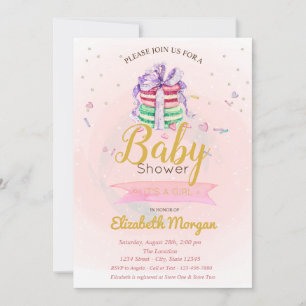 Macarons, Sterren Het is een Meisje Baby Borrel Kaart