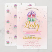 Macarons, sterren Het is een meisje Baby shower Kaart (Voorkant / Achterkant)