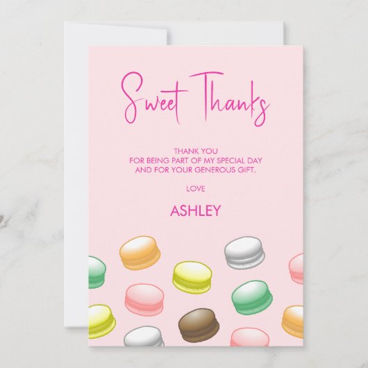 Macarons Sweet 16 Bedankkaart (Voorkant)