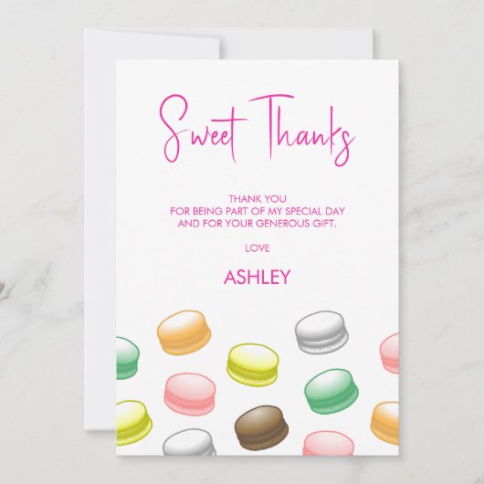 Macarons Sweet 16 Bedankkaart (Voorkant)