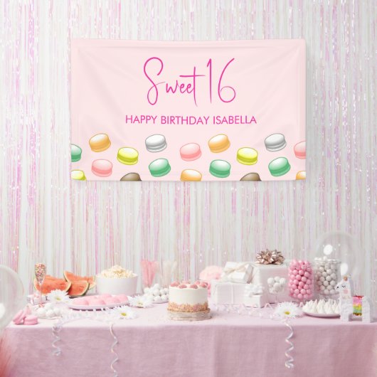 Macarons Sweet 16 Feestbanner Spandoek (Feest)