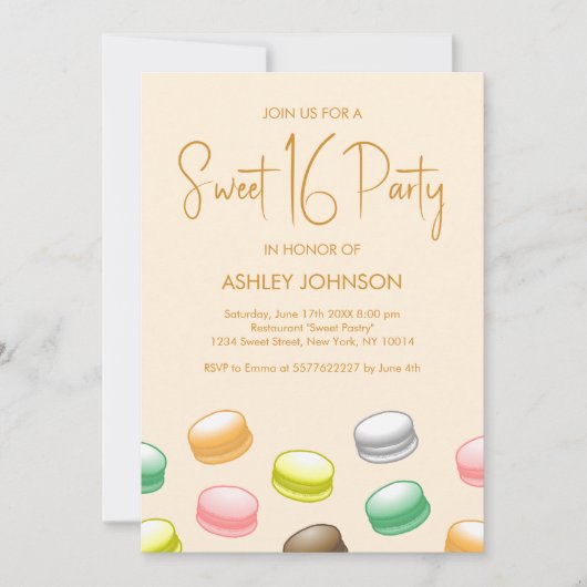 Macarons Sweet 16-feestje Kaart (Voorkant)