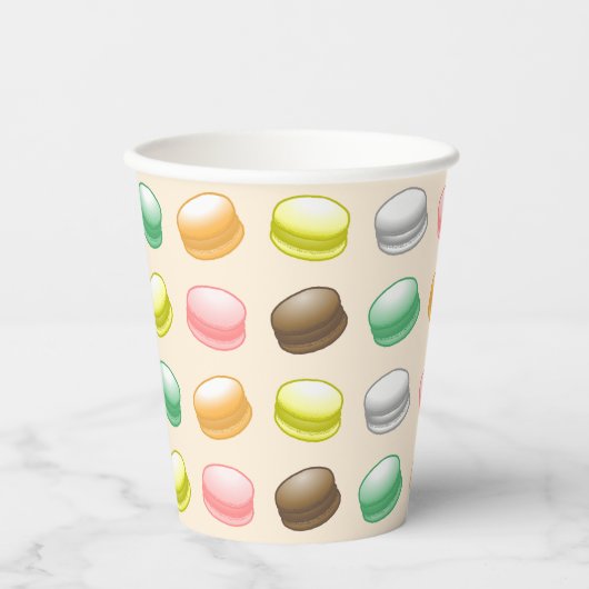 Macarons Sweet 16 Feestje Papieren Bekers (Voorkant)