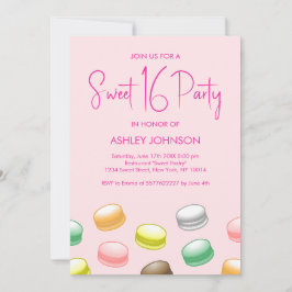 Macarons Sweet 16 Party Kaart