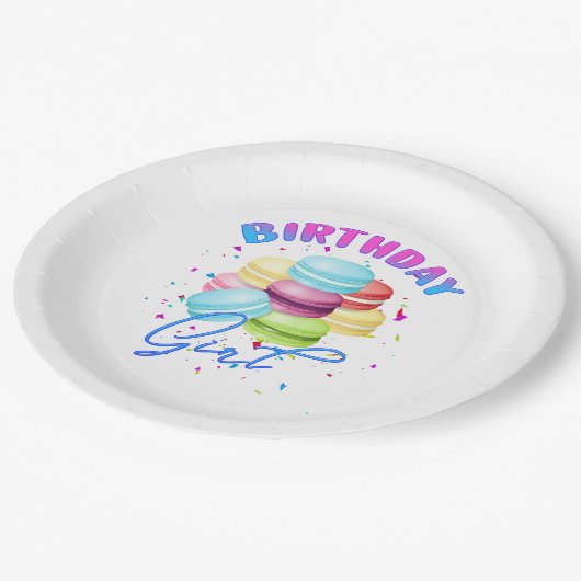 Macarons Sweet Birthday Girl Snoep Lovers Theme Papieren Bordje (Gekanteld)