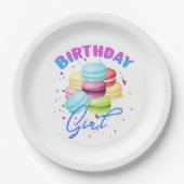 Macarons Sweet Birthday Girl Snoep Lovers Theme Papieren Bordje (Voorkant)