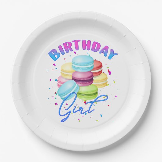 Macarons Sweet Birthday Girl Snoep Lovers Theme Papieren Bordje (Voorkant)