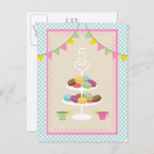 Macarons + Tea Party Briefkaart Uitnodigen (Voorkant / Achterkant)