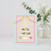 Macarons + Tea Party Briefkaart Uitnodigen (Staand voorkant)